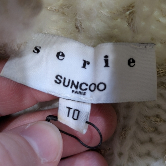Serie Suncoo Cream Gold Knit Long Sleeve Oversized Turtleneck Sweater XS - Picture 6 of 10